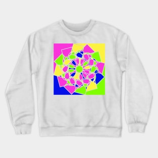 Square ornament with random geometric repeated shapes in bright neon colors Crewneck Sweatshirt